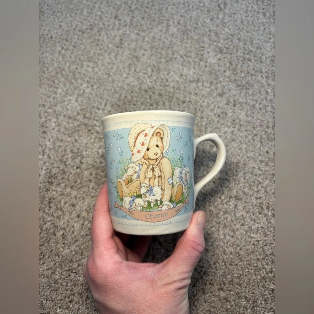 Vintage 1994 Priscilla Hillman Mugs ~ Teddy Bears ~ Love-Faith-Charity Set of 3